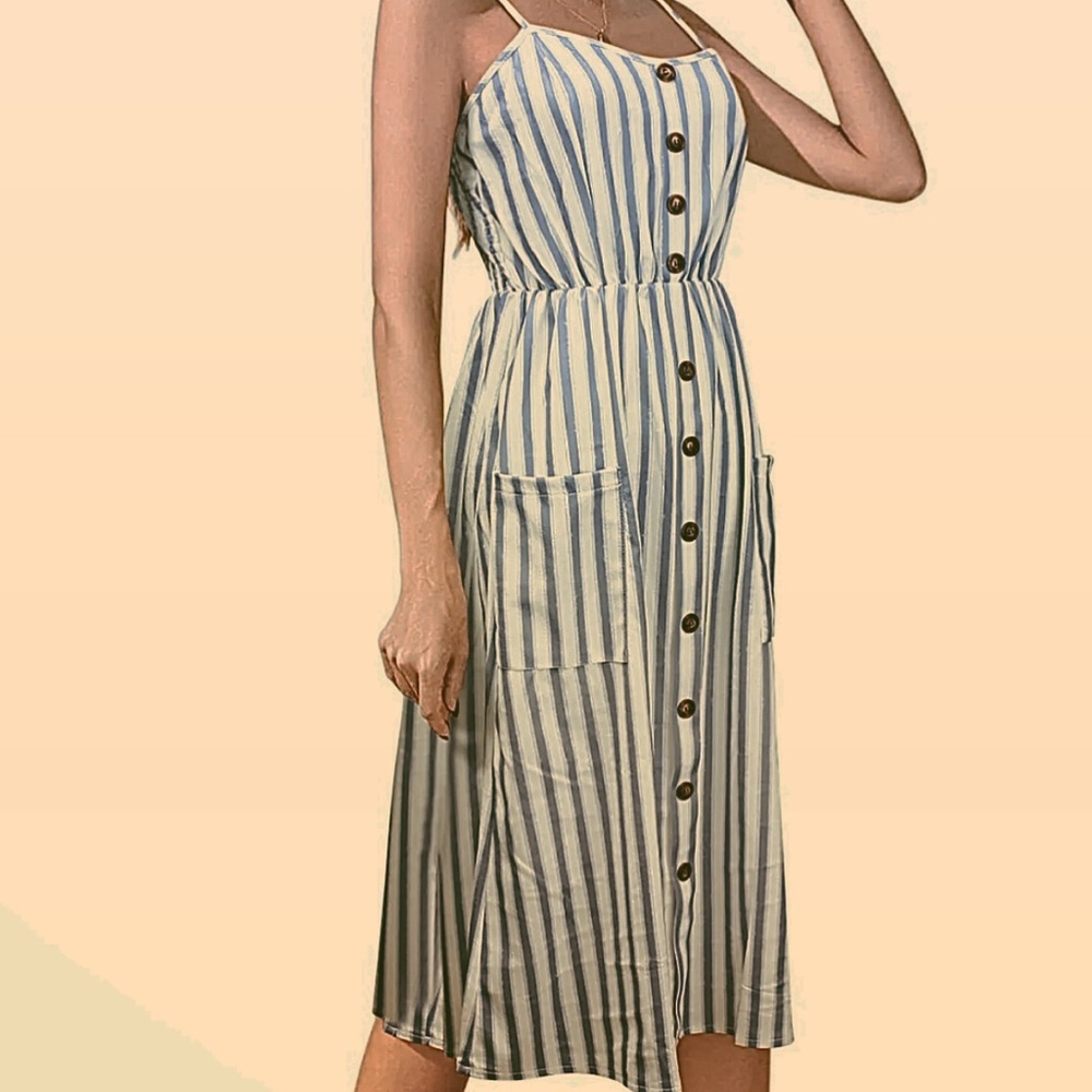 Jessy B Stripe Button Down Sundress Size L